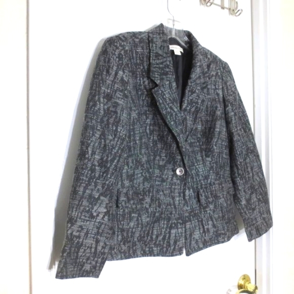 Coldwater Creek Blazer Jacket Black White Classic Career Tailored Style Size P8 - Picture 2 of 11